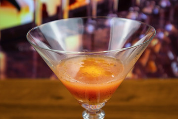 Oyster cocktail in martini glass