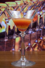 Oyster cocktail in martini glass