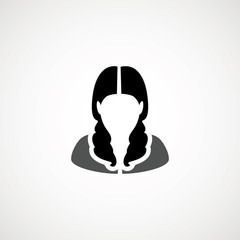User Icon - Woman. Female Vector Flat People Person Profile Avatar in glyph Pictogram Symbol illustration. Male web sign, art object. Silhouette of guy. Avatar picture app.