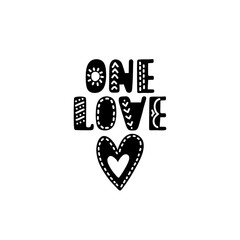 One love. Inspirational printable quote with heart.