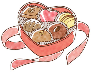 Valentine's chocolate watercolor style - 245286684