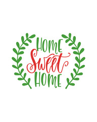 Fototapeta premium Home sweet home. Inspirational quote with branches. Modern calligraphy phrase. Hand drawn typography design. 