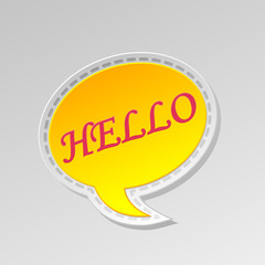 Hello text speech bubble isolated on gray background