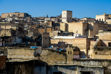 view of medina of fes morocco, photo as background