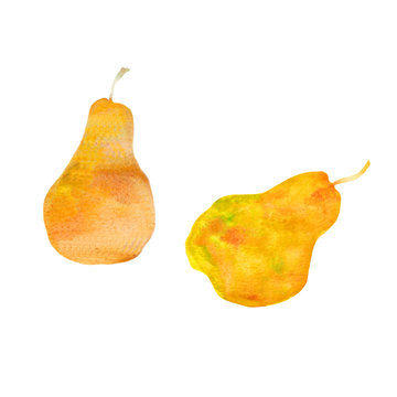 	Bright yellow watercolor pears 