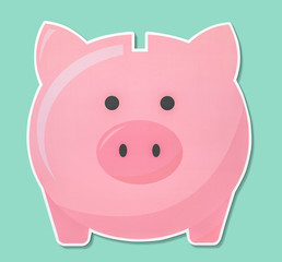Piggy bank for saving money icon