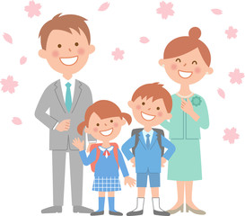 4人家族　入学式　全身