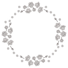 monochrome cherry blossom circle frame