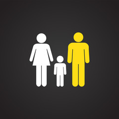 Interracial relationship family on black background icon