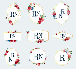 Set of floral frame illustrations