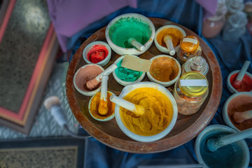 .Thai painting used water color from dust color there made from stone copper and other matterial