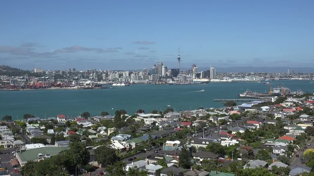 Auckland skyline and Devonport suburb, New Zealand