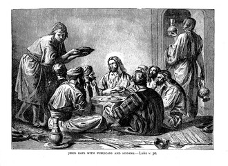 Jesus eats with sinners