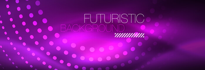 Vector purple neon dotted circle background