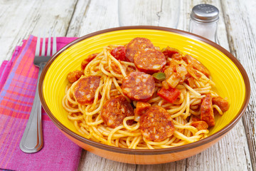 spaghetti au chorizo