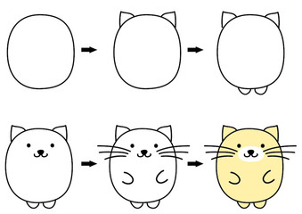 drawing cartoon cat step by step