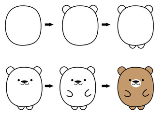 drawing cartoon bear step by step