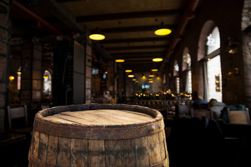 wooden desk top barrels and space for your decoration