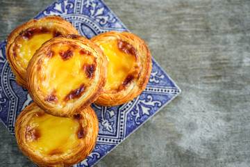 Portugal egg tart with azulejo