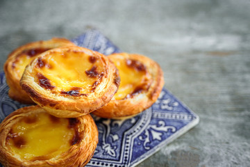 Portugal egg tart with azulejo