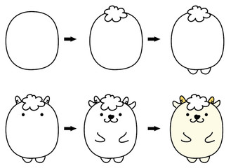 drawing cartoon sheep step by step