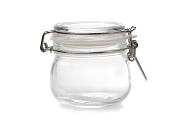 Empty glass jar isolated on white - Image.