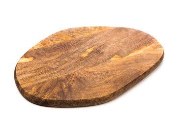 new oval wooden cutting board, top view, isolated - Image.