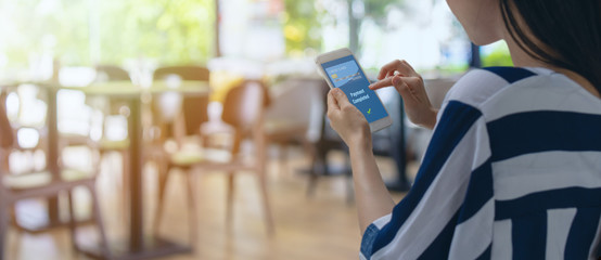 smart retail in futuristic iot technology  marketing concepts,customer use mobile to payment the...