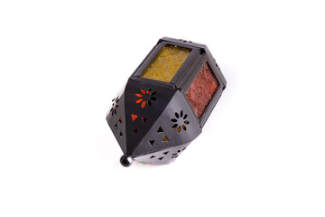  Lantern isolated. Ramadan and Arabic decoration lamp on white background with selective focus