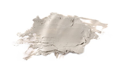 Cosmetic face cream, clay smeared and isolated on white background