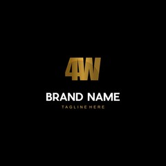 Letter 4W Golden Premium Metallic Abstract Business Logo