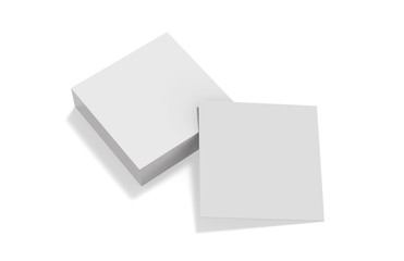 Blank white mock up template for business card, invitation car, greeting card, flyer and brochure, stack of papers on white background, 3d illustration