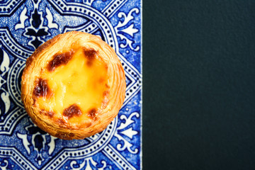Portugal egg tart with azulejo