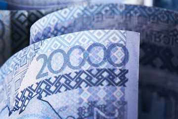 Tenge. Kazakh money close up