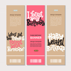 Irreverent Birthday. Web or print banners design template with hand drawn vector lettering. 