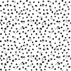 Vector Abstract Monochrome Dotted Background. Black and White Seamless Pattern. Random Whimsical Texture