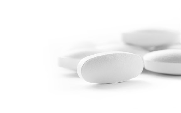 White Medicine Tablets In Selective Focus