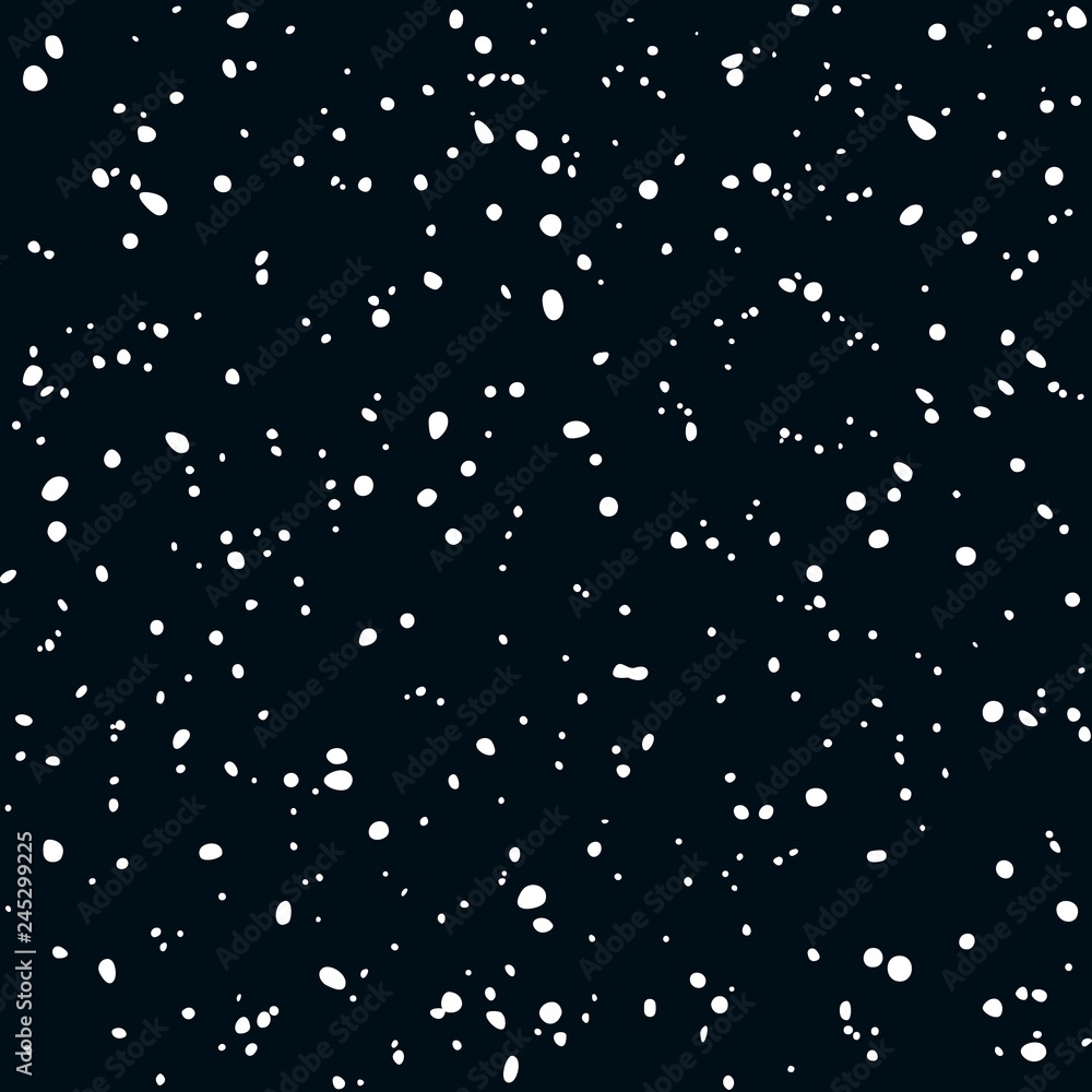Poster White Random Dots on Black Background. Vector Seamless Pattern. Grunge Polka Dot Print.