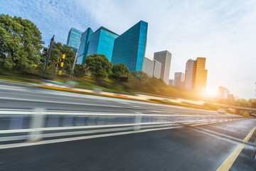 Obraz premium urban traffic road with cityscape in modern city of China.