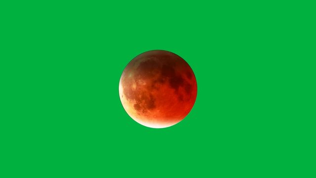 Full red moon phases on green background. The total phases of the lunar eclipse on July 27, 2018.