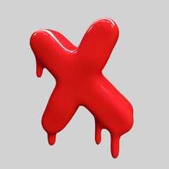 red liquid alphabet.halloween alphabet.3D Rendering. 