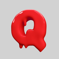 red liquid alphabet.halloween alphabet.3D Rendering. 