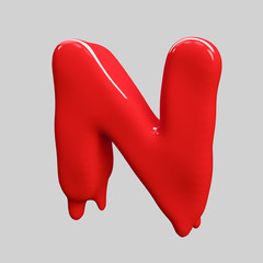 red liquid alphabet.halloween alphabet.3D Rendering. 