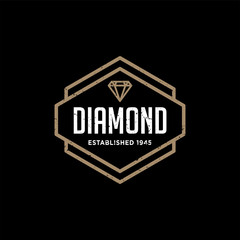 Diamonds Logo Hipster style. Hipster retro vintage diamond label, badge, crest. Retro Vintage Insignias. Vector design elements, business signs, logos, identity, labels, badges and objects. - Vector