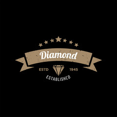 Diamonds Logo Hipster style. Hipster retro vintage diamond label, badge, crest. Retro Vintage Insignias. Vector design elements, business signs, logos, identity, labels, badges and objects. - Vector - 245300804