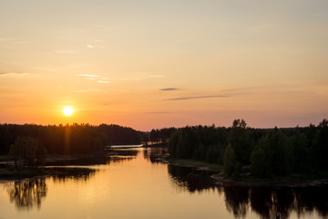 Sunset lake landscape