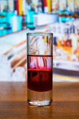 Boyarsky cocktail (layered shot vodka and grenadine)