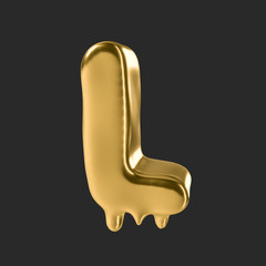 gold liquid alphabet.3D Rendering. 