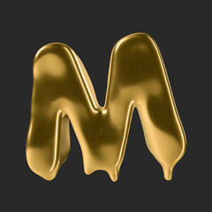 gold liquid alphabet.3D Rendering. 