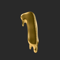 gold liquid alphabet.3D Rendering. 